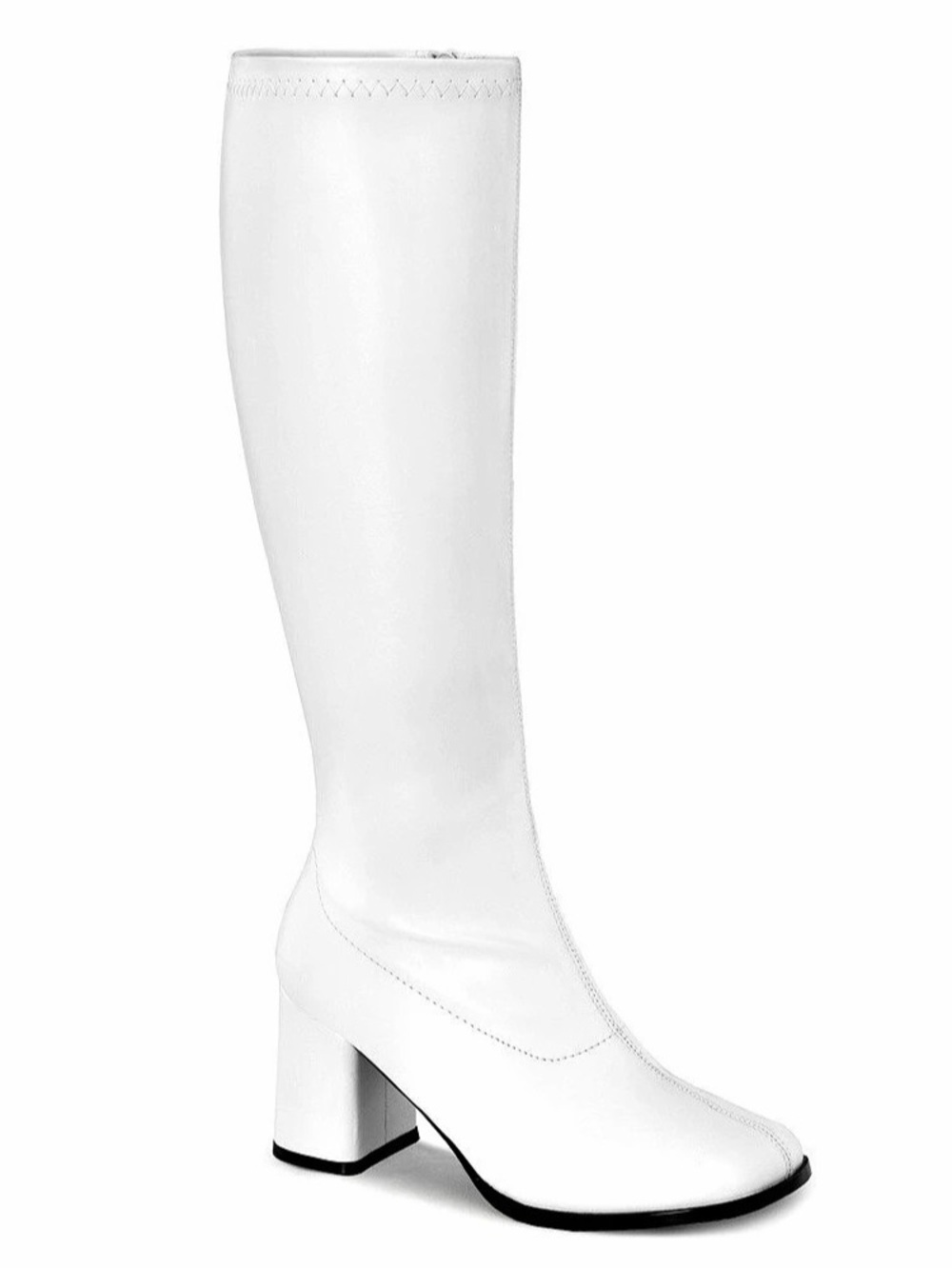 Women's White Knee-High Heeled Go-Go Boots